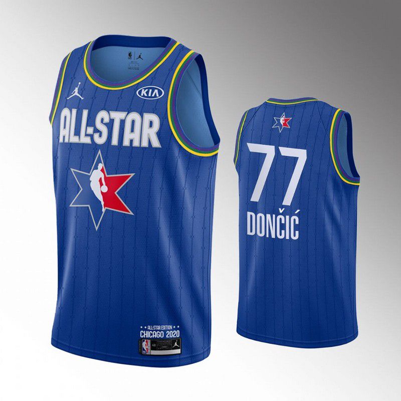 Men Dallas Mavericks 77 Doncic Blue 2020 All Star NBA Jerseys
